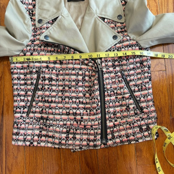 J. Crew Collection Womens 4 Tweed Moto Jacket Blazer Light Beige Brown - Picture 6 of 10